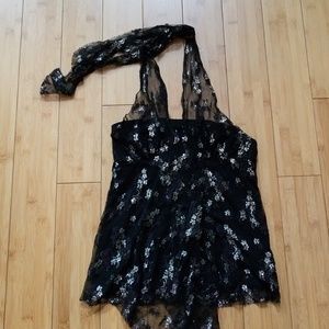 Black lace halter top
